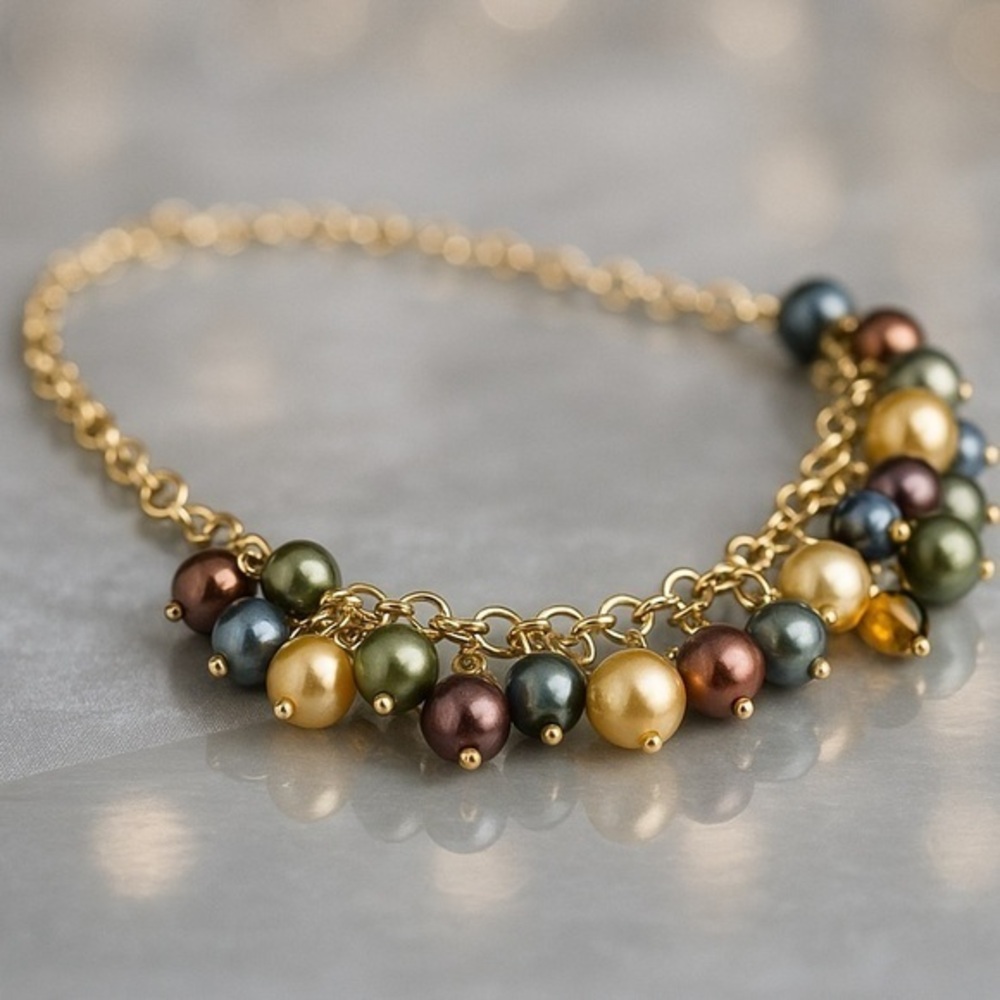 PREMIER DESIGNS LEILANI Faux Pearl Beaded 18" Necklace + 3" EUC #131